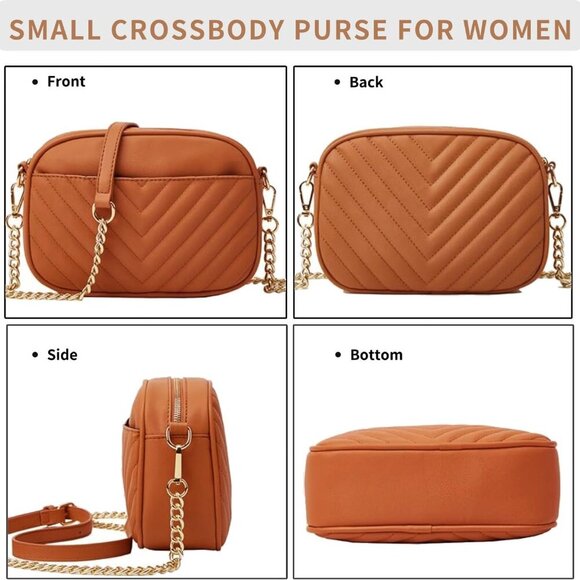 Quilted Crossbody Bag Women Small PU Leather Chain Strap Daily Use - Picture 6 of 7